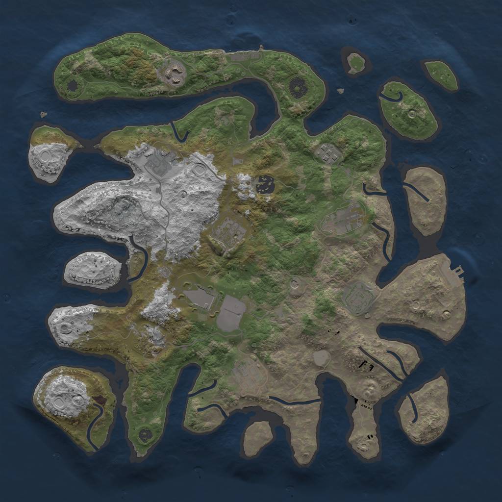 Rust Map: Procedural Map, Size: 3850, Seed: 1666351732, 18 Monuments