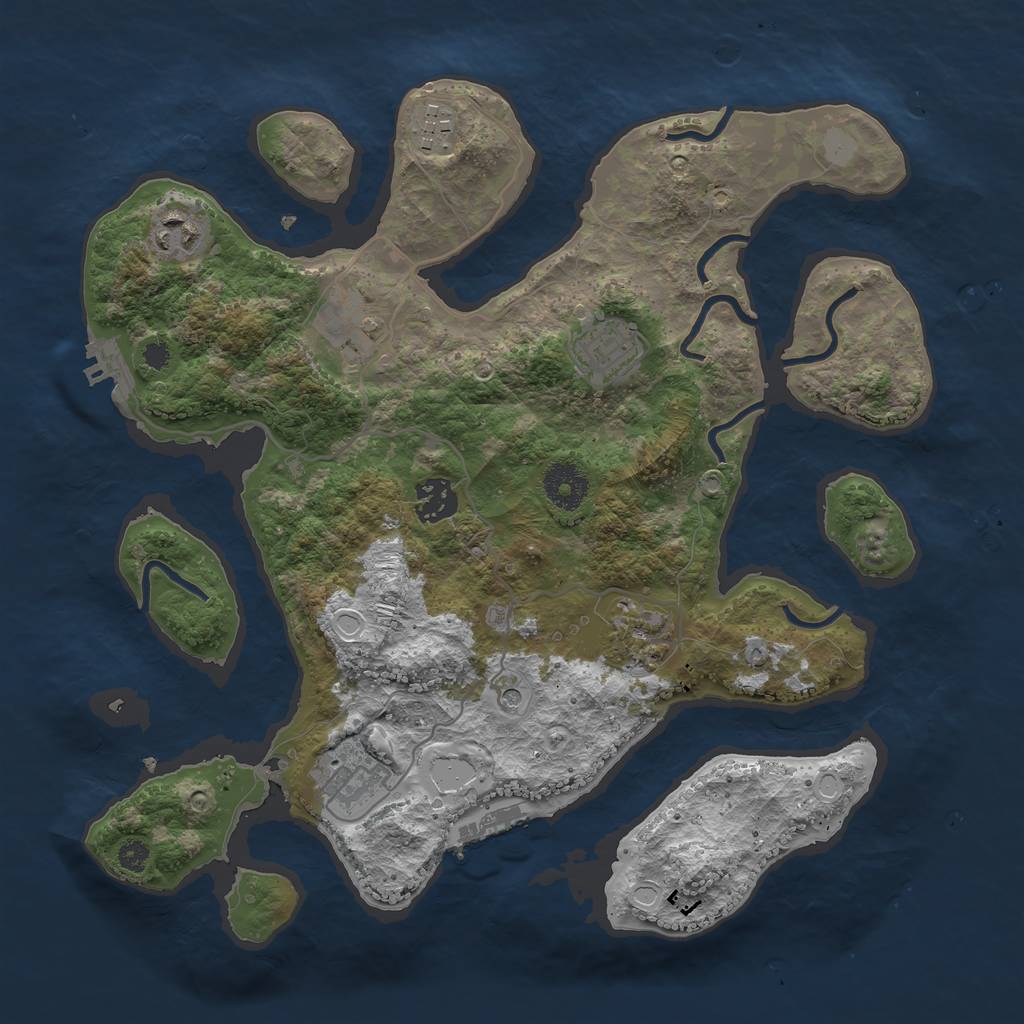 Rust Map: Procedural Map, Size: 3400, Seed: 564883221, 15 Monuments