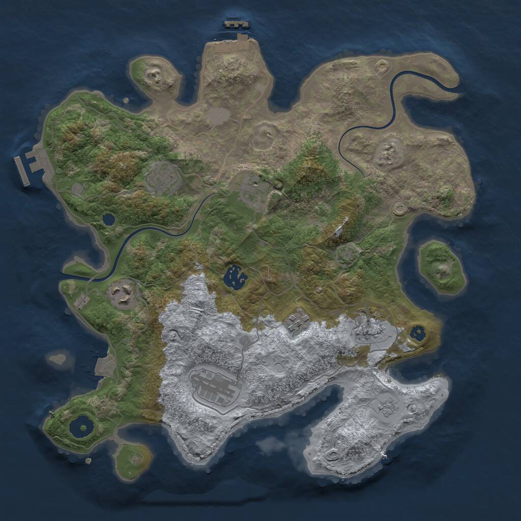 Rust Map: Procedural Map, Size: 3400, Seed: 564883221, 12 Monuments