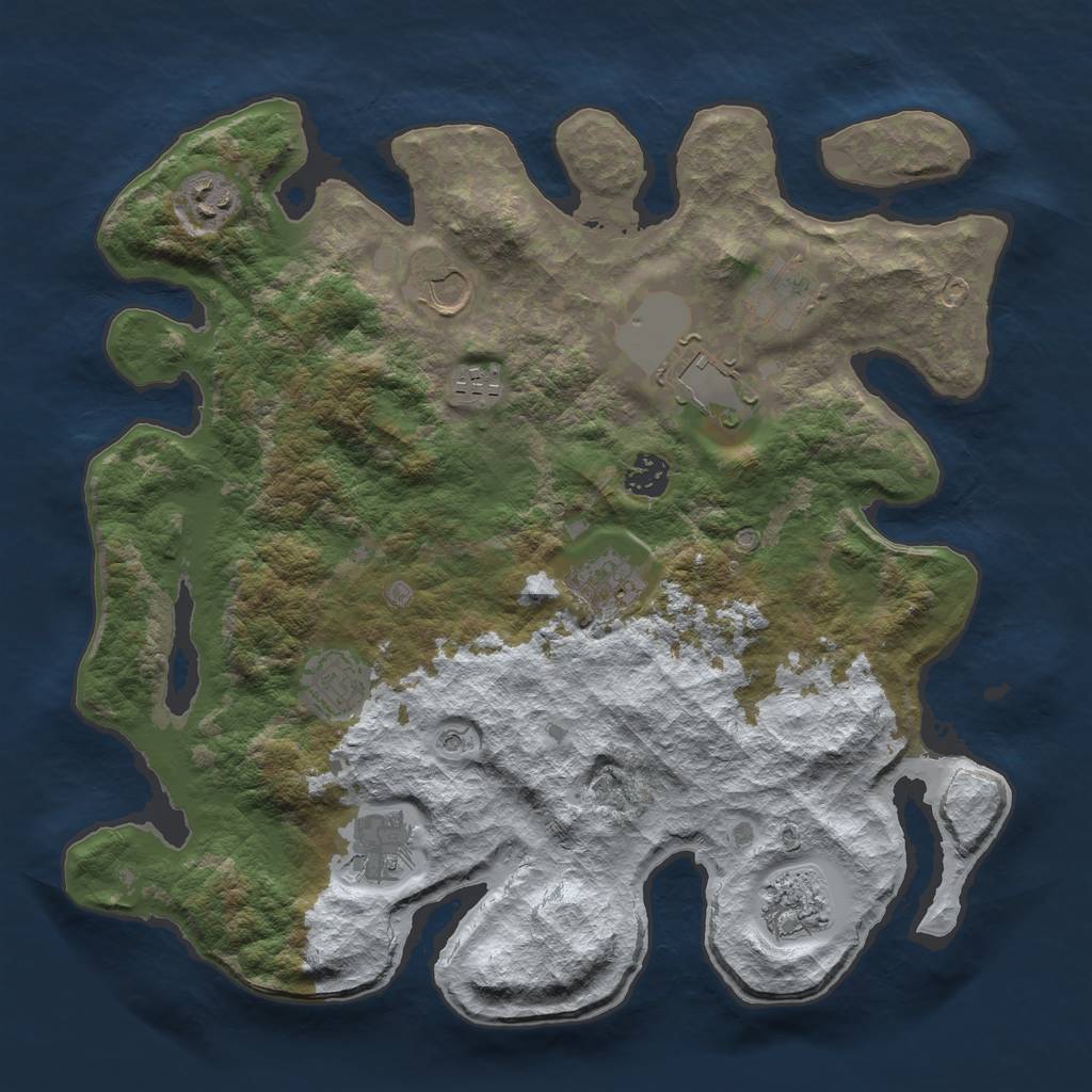 Rust Map: Barren, Size: 3700, Seed: 1750711523, 13 Monuments
