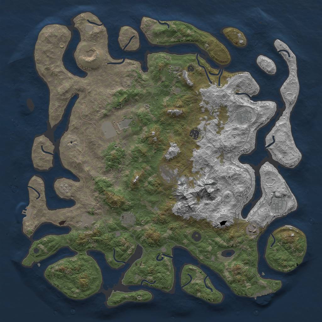 Rust Map: Procedural Map, Size: 5000, Seed: 1013760159, 19 Monuments
