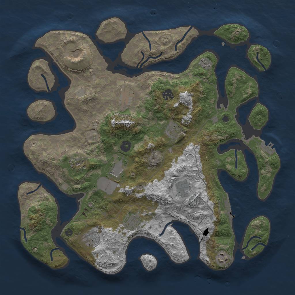 Rust Map: Procedural Map, Size: 4000, Seed: 290513517, 19 Monuments