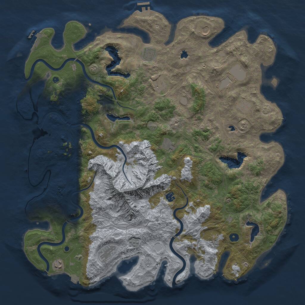 Rust Map: Procedural Map, Size: 5000, Seed: 73, 17 Monuments