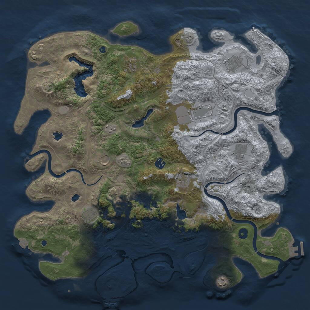 Rust Map: Procedural Map, Size: 4500, Seed: 411076992, 16 Monuments