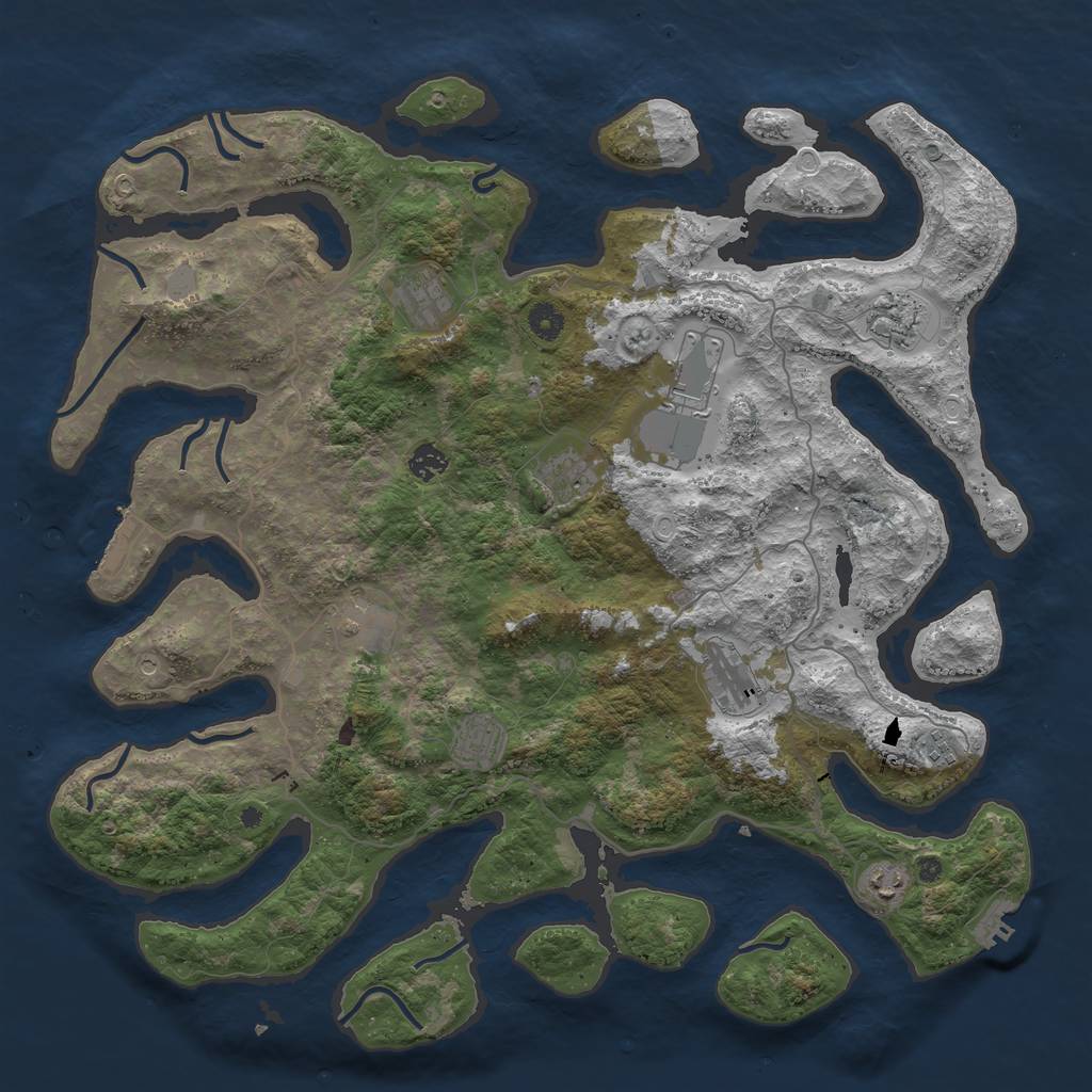 Rust Map: Procedural Map, Size: 4500, Seed: 411076992, 18 Monuments