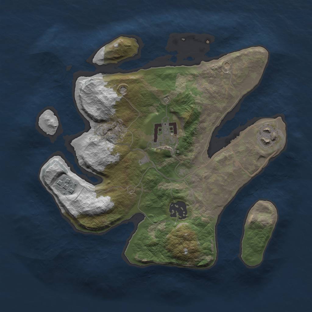 Rust Map: Barren, Size: 2500, Seed: 285, 6 Monuments