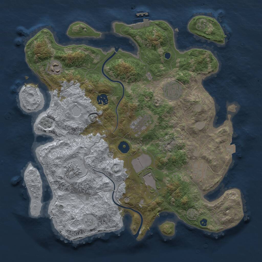 Rust Map: Procedural Map, Size: 3500, Seed: 213900033, 13 Monuments