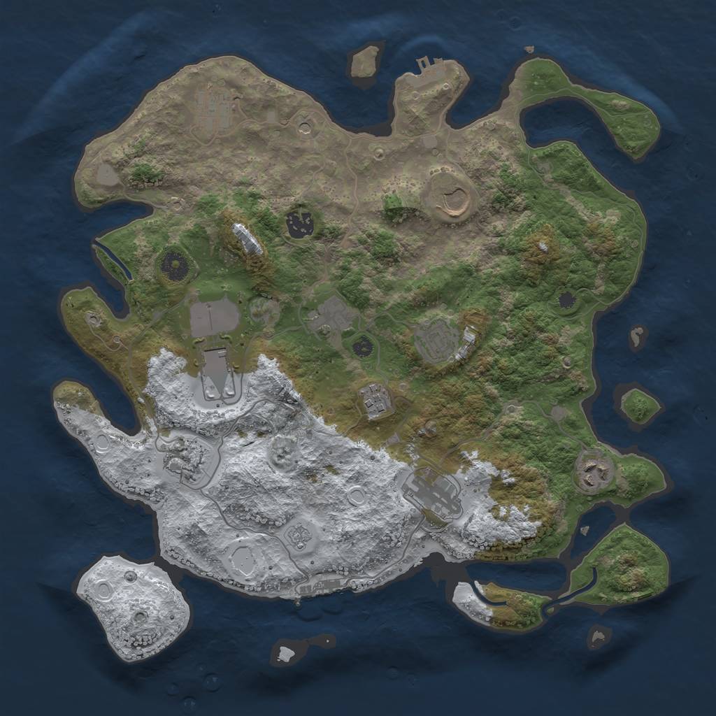 Rust Map: Procedural Map, Size: 3800, Seed: 8232344, 19 Monuments