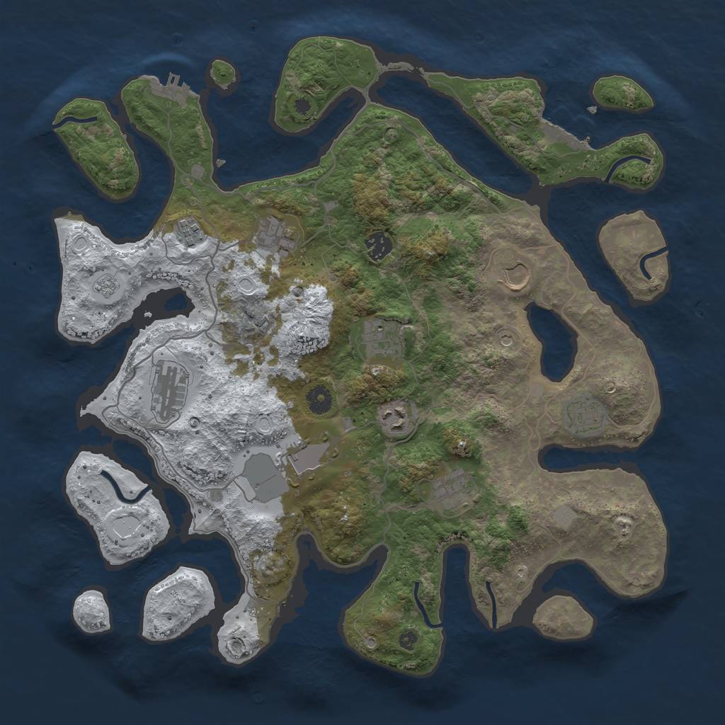 Rust Map: Procedural Map, Size: 4000, Seed: 449933, 19 Monuments