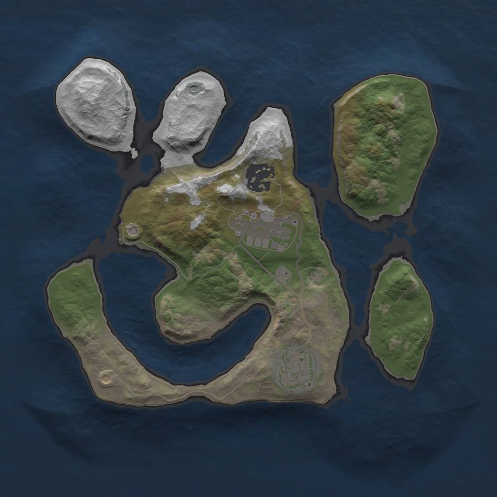 Rust Map: Barren, Size: 2500, Seed: 45, 5 Monuments