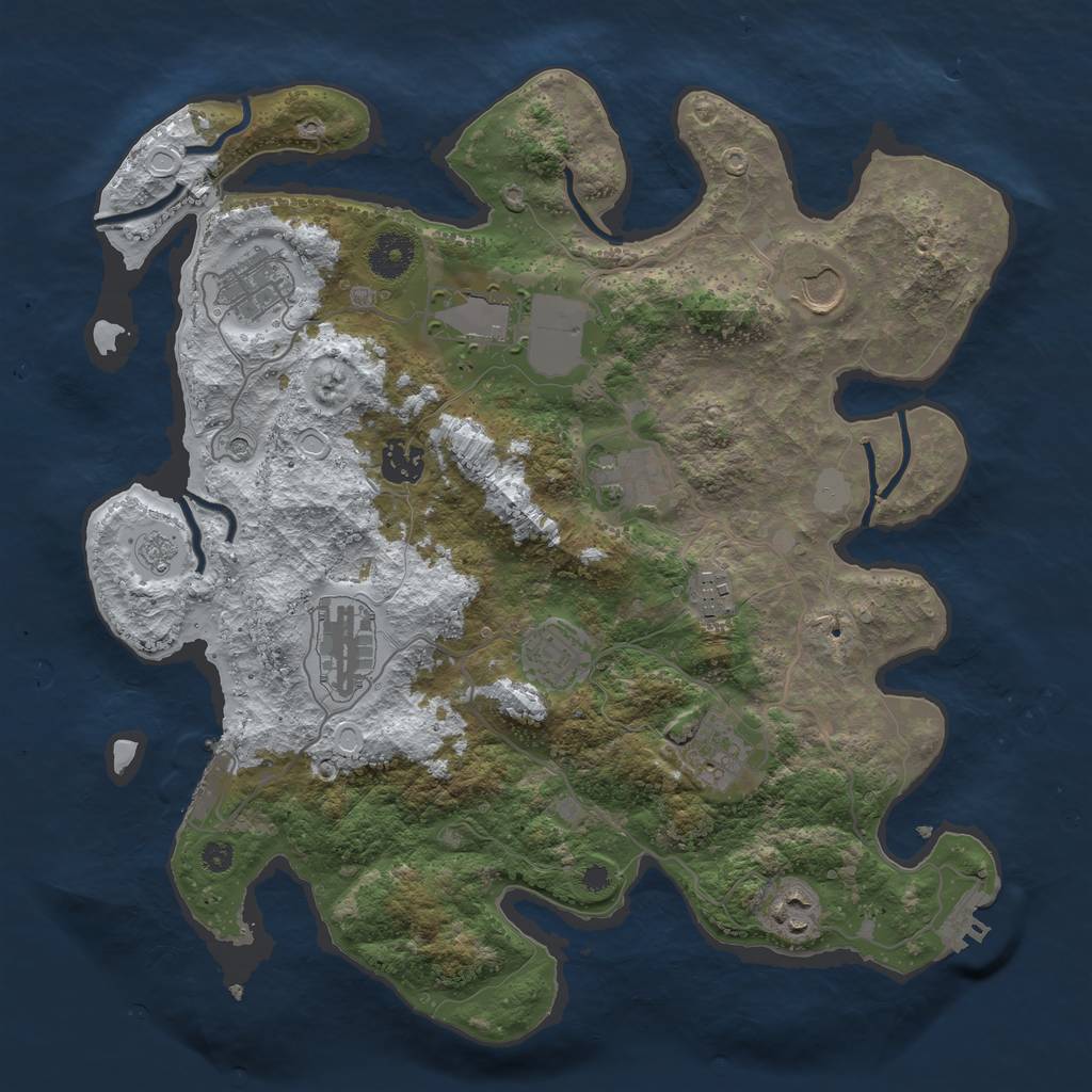 Rust Map: Procedural Map, Size: 3600, Seed: 49493, 19 Monuments