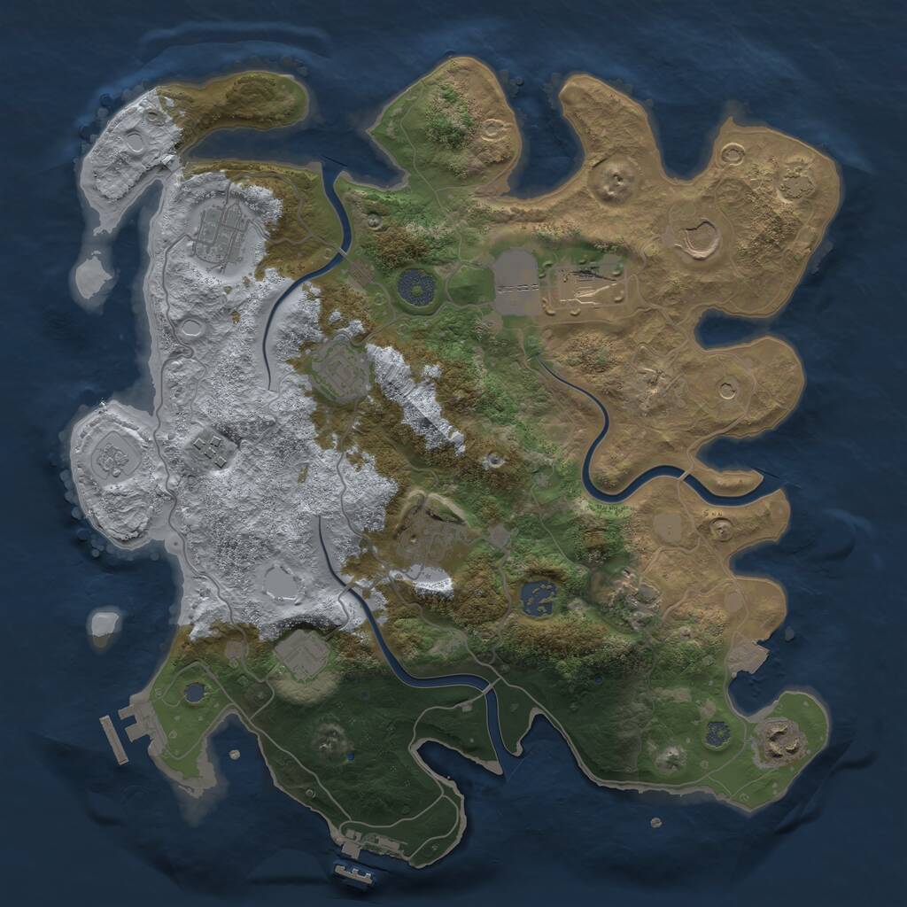 Rust Map: Procedural Map, Size: 3600, Seed: 49493, 15 Monuments