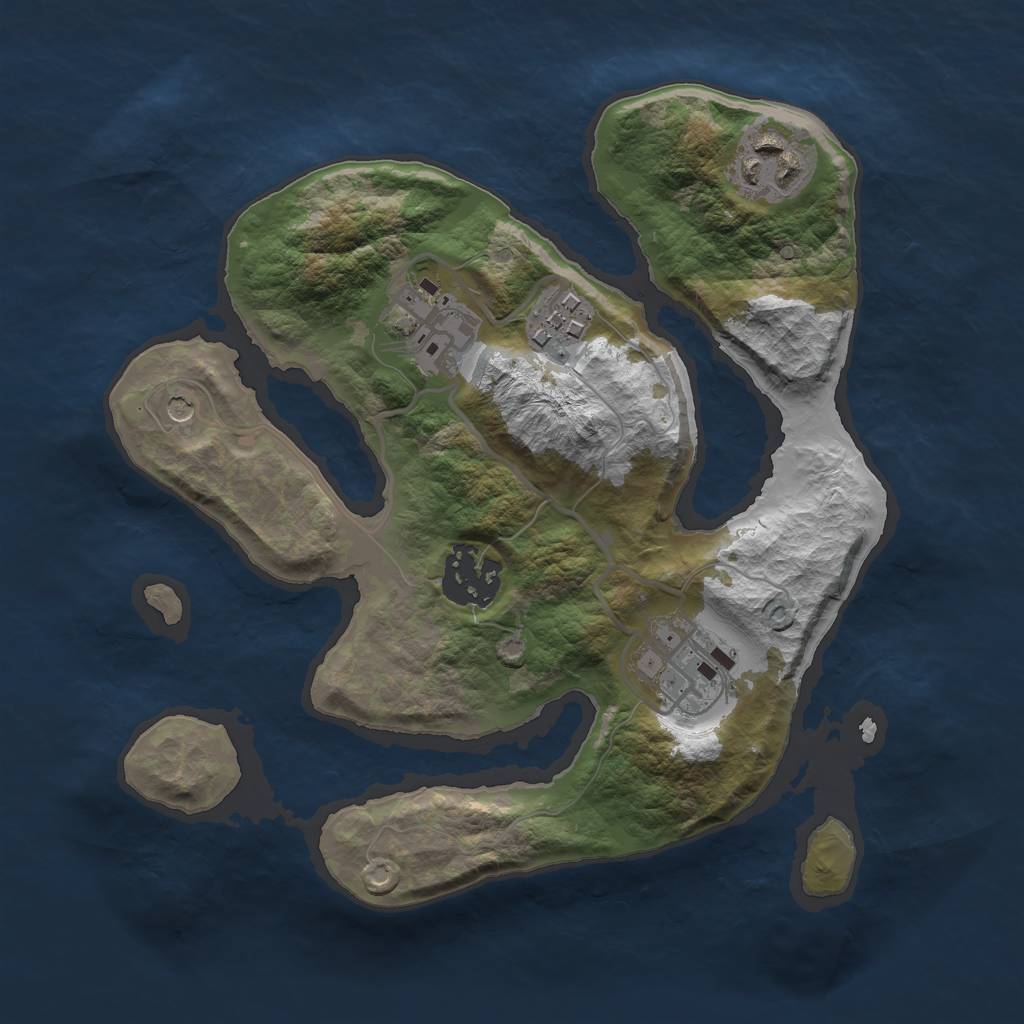Rust Map: Barren, Size: 2500, Seed: 15151516, 8 Monuments