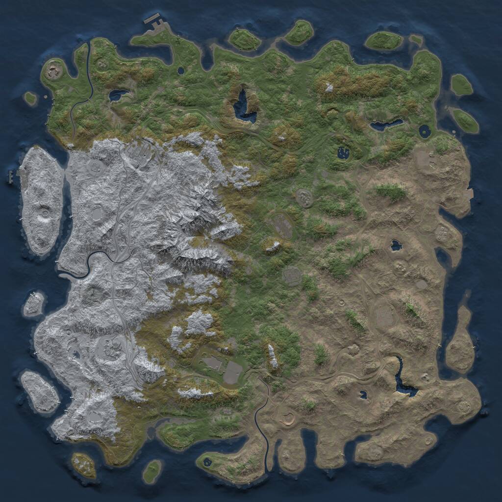 Rust Map: Procedural Map, Size: 6000, Seed: 223, 17 Monuments