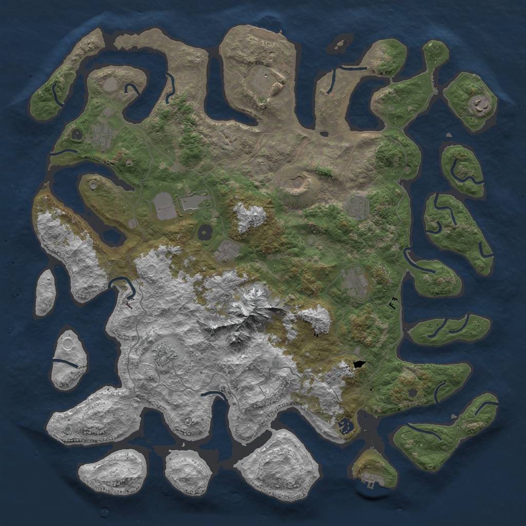 Rust Map: Procedural Map, Size: 5000, Seed: 5415763, 19 Monuments