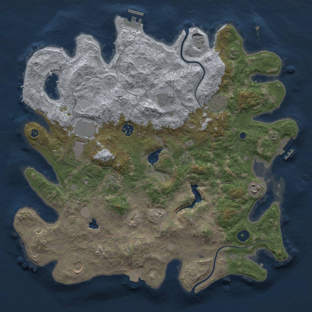 Rust Map: Procedural Map, Size: 4000, Seed: 46903882, 14 Monuments