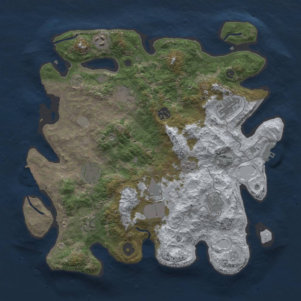 Rust Map: Procedural Map, Size: 3660, Seed: 712372, 18 Monuments
