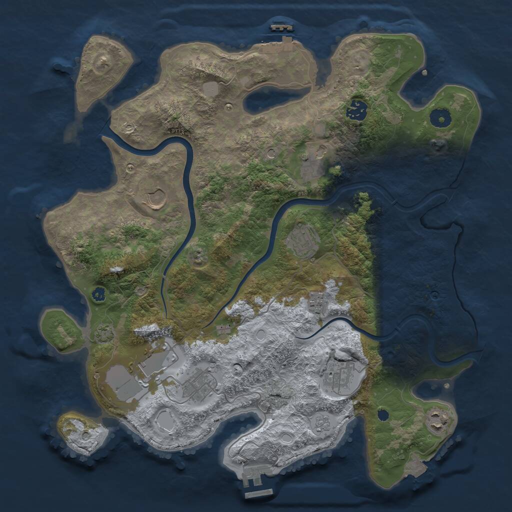 Rust Map: Procedural Map, Size: 3700, Seed: 1425388176, 15 Monuments