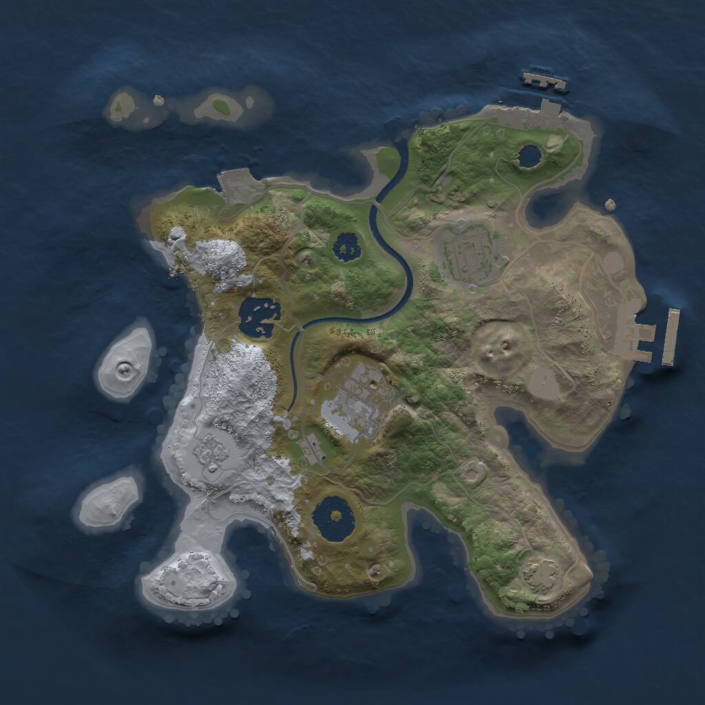 Rust Map: Procedural Map, Size: 2500, Seed: 58536, 8 Monuments