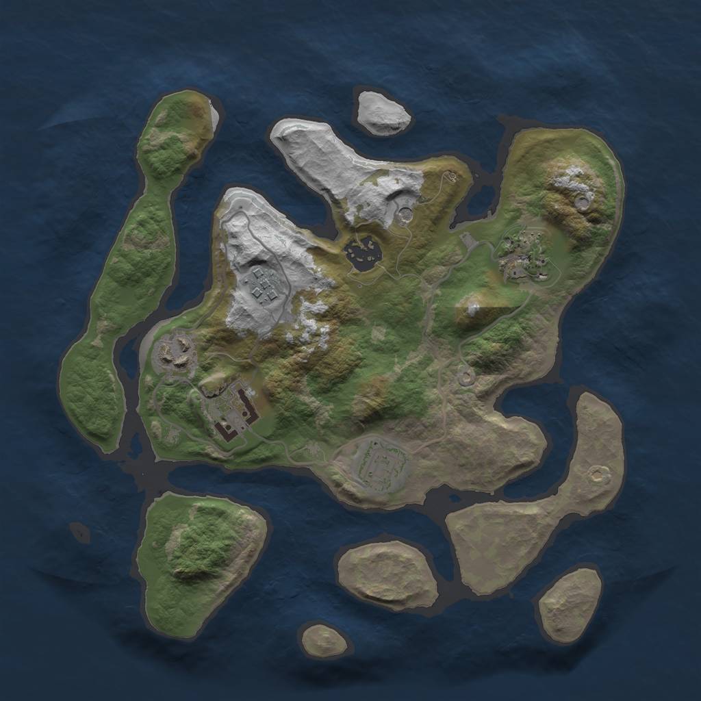 Rust Map: Barren, Size: 3000, Seed: 150813, 9 Monuments