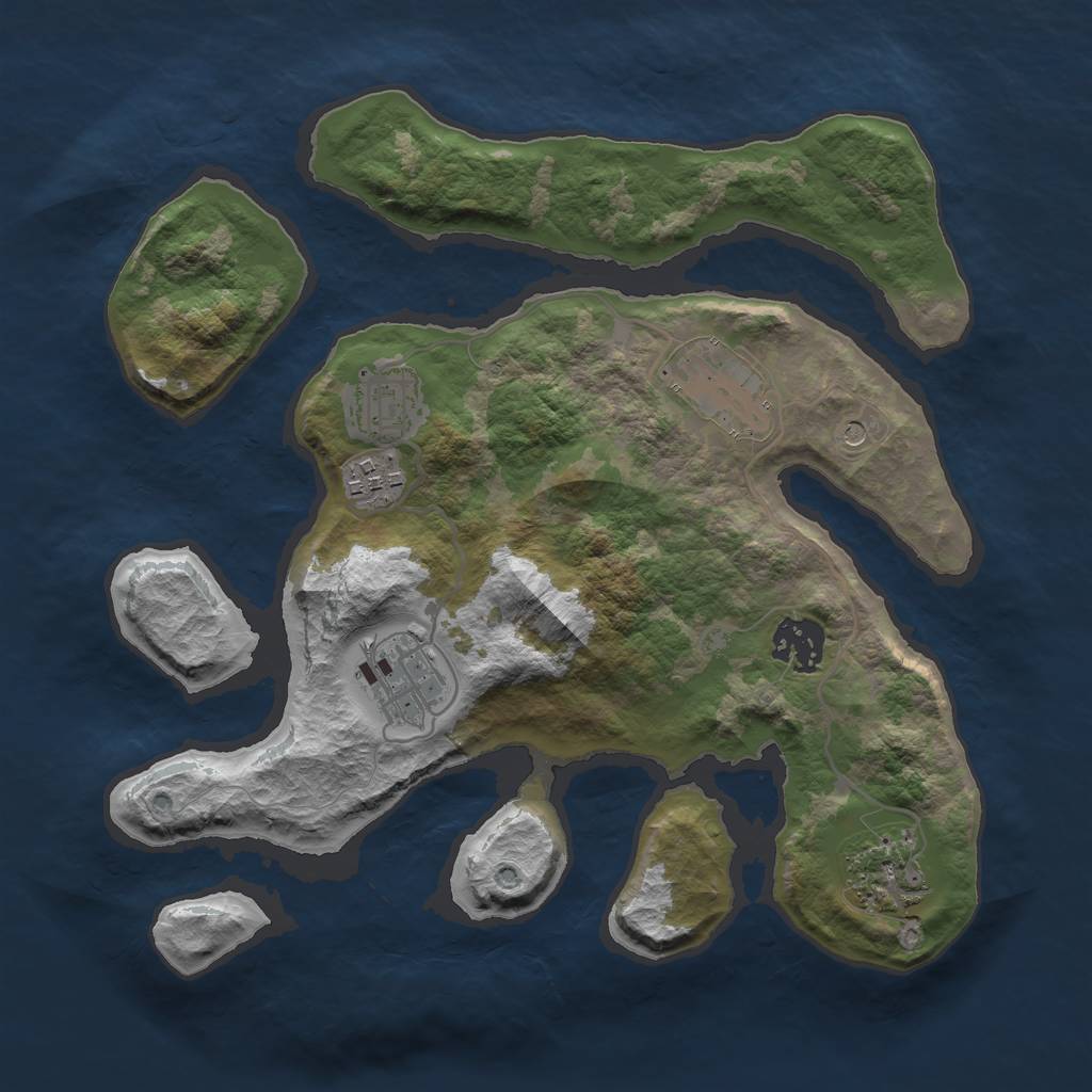 Rust Map: Barren, Size: 3000, Seed: 340757, 9 Monuments
