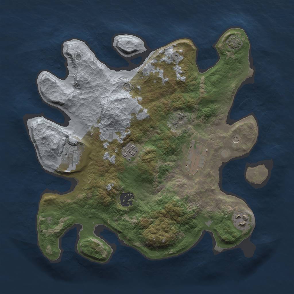 Rust Map: Barren, Size: 3000, Seed: 934448, 9 Monuments