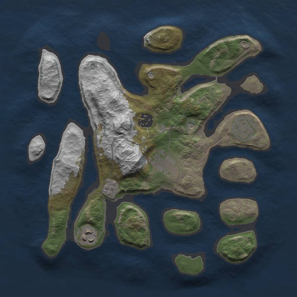 Rust Map: Barren, Size: 3000, Seed: 663414, 8 Monuments