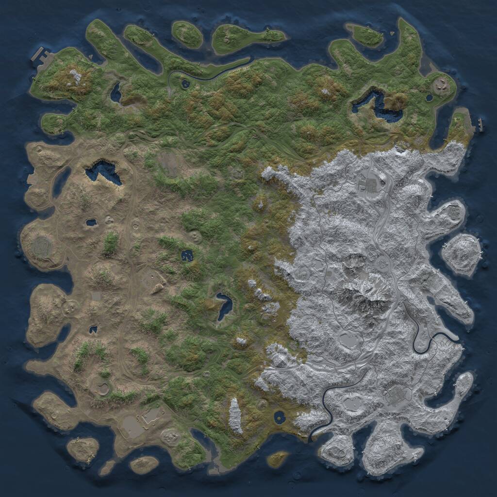 Rust Map: Procedural Map, Size: 6000, Seed: 4225354, 17 Monuments