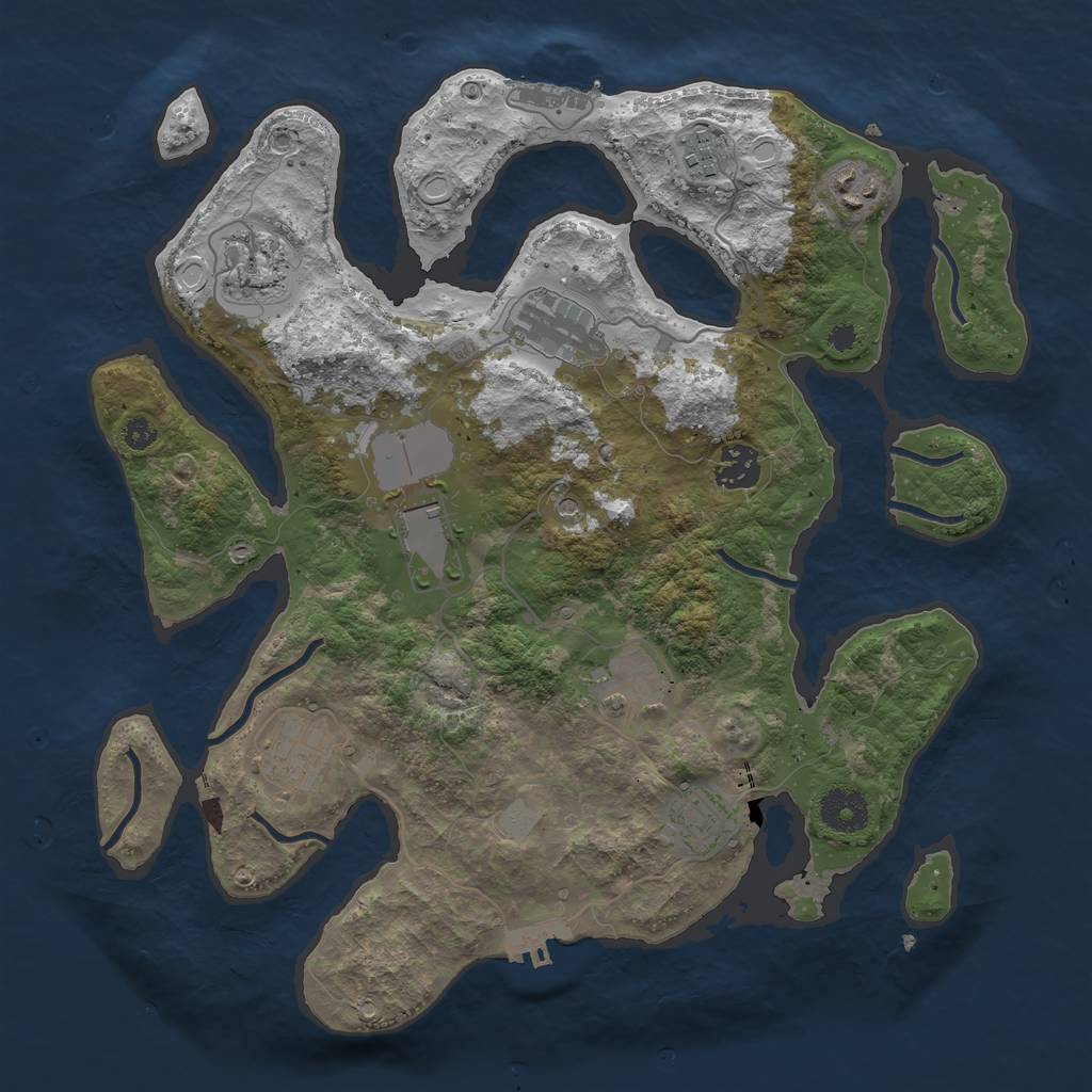 Rust Map: Procedural Map, Size: 3500, Seed: 309323007, 17 Monuments