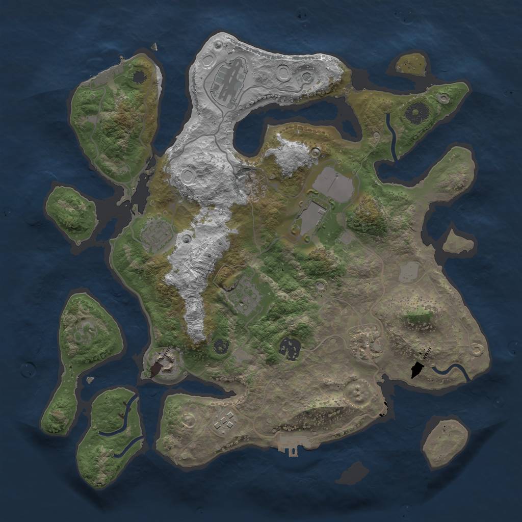 Rust Map: Procedural Map, Size: 3500, Seed: 23493, 16 Monuments