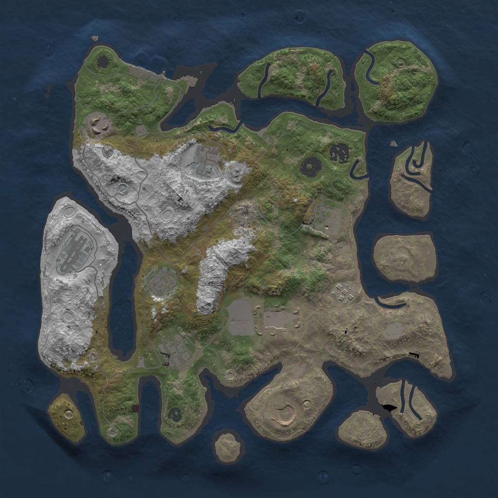 Rust Map: Procedural Map, Size: 3600, Seed: 59480410, 17 Monuments