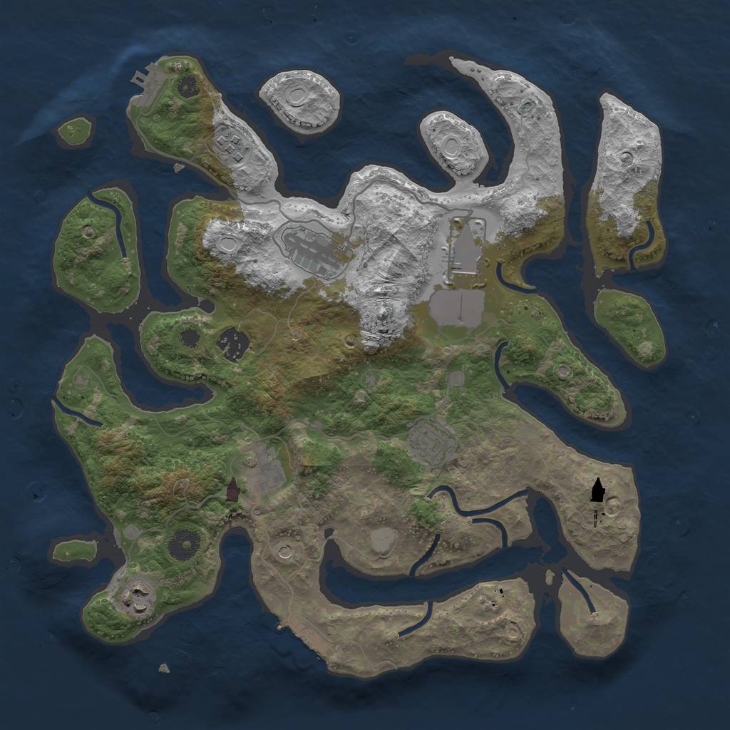 Rust Map: Procedural Map, Size: 3500, Seed: 43766080, 15 Monuments