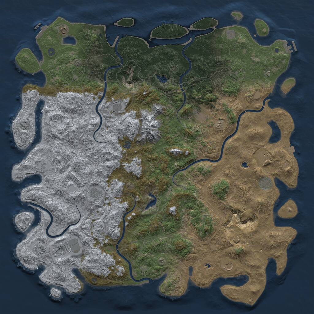 Rust Map: Procedural Map, Size: 6000, Seed: 1134389491, 17 Monuments