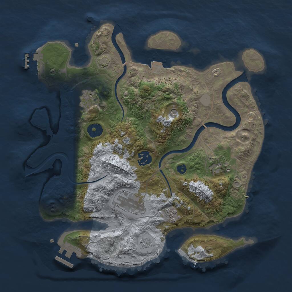 Rust Map: Procedural Map, Size: 3000, Seed: 2087594809, 11 Monuments