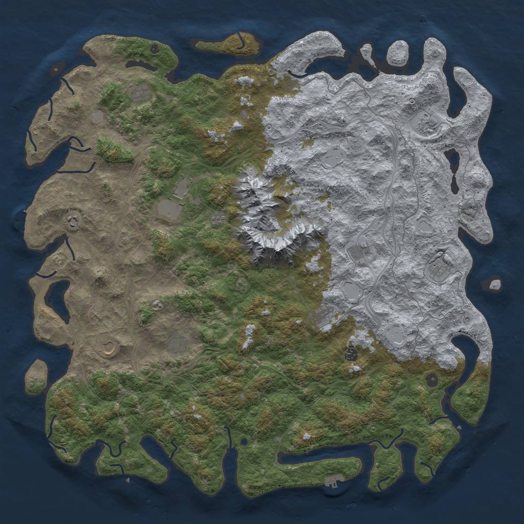 Rust Map: Procedural Map, Size: 6000, Seed: 230, 18 Monuments