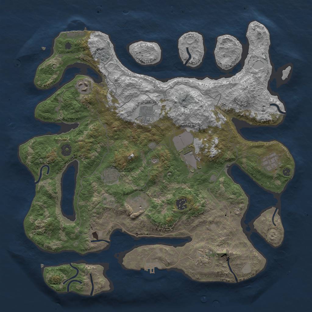 Rust Map: Procedural Map, Size: 4000, Seed: 498323409, 17 Monuments