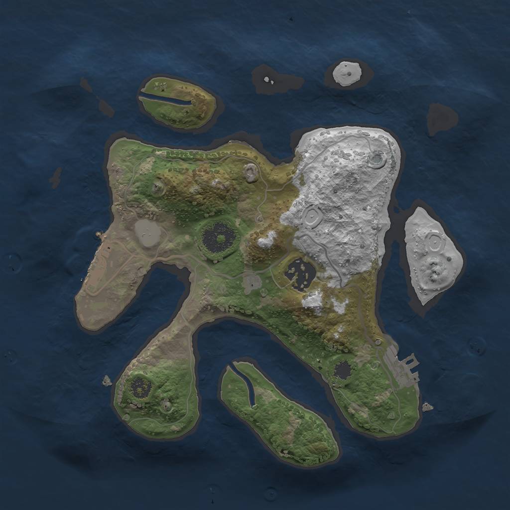 Rust Map: Procedural Map, Size: 2500, Seed: 485726, 8 Monuments