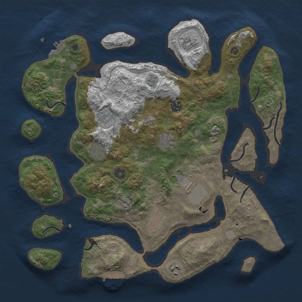 Rust Map: Procedural Map, Size: 4000, Seed: 3243, 17 Monuments