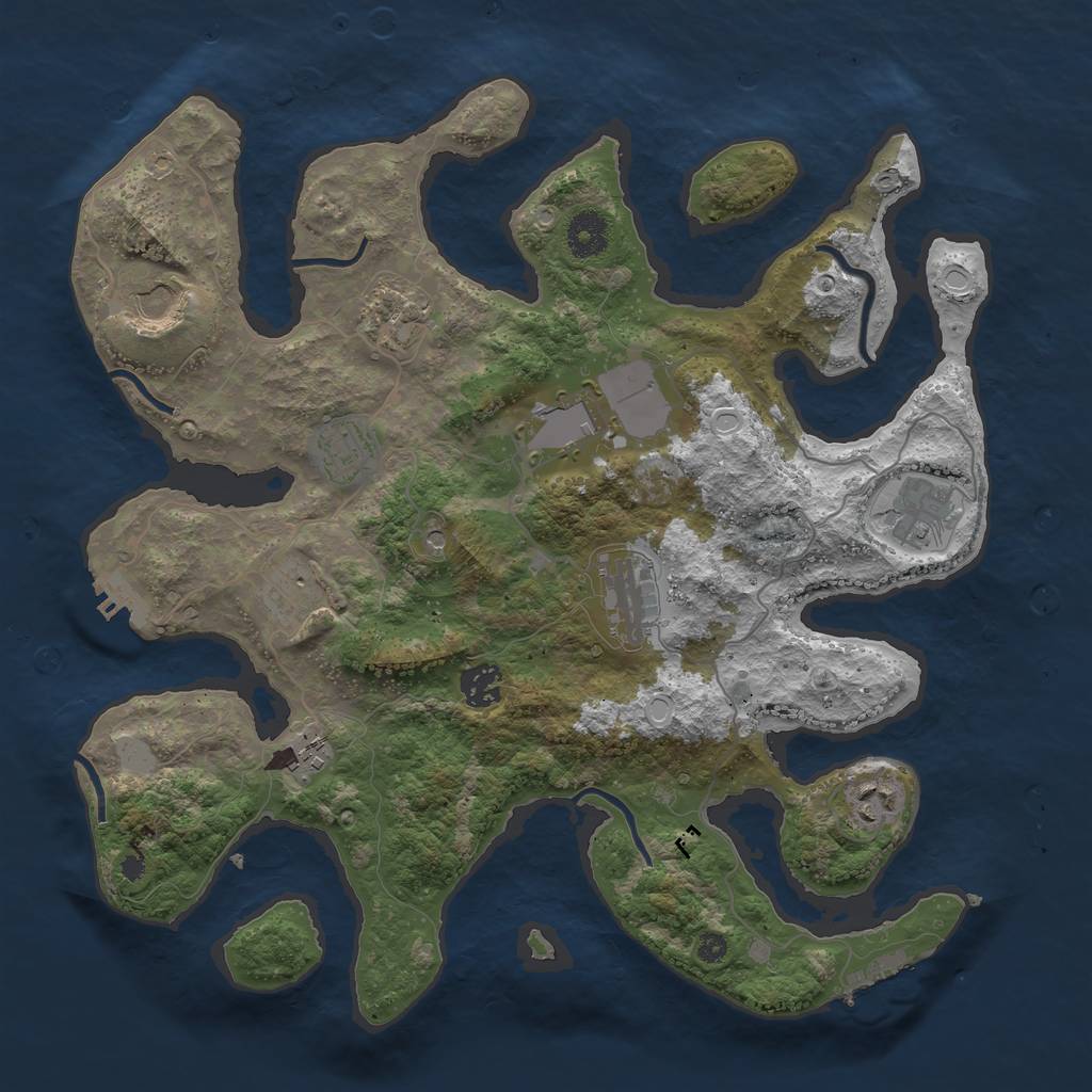 Rust Map: Procedural Map, Size: 3700, Seed: 1283975815, 18 Monuments