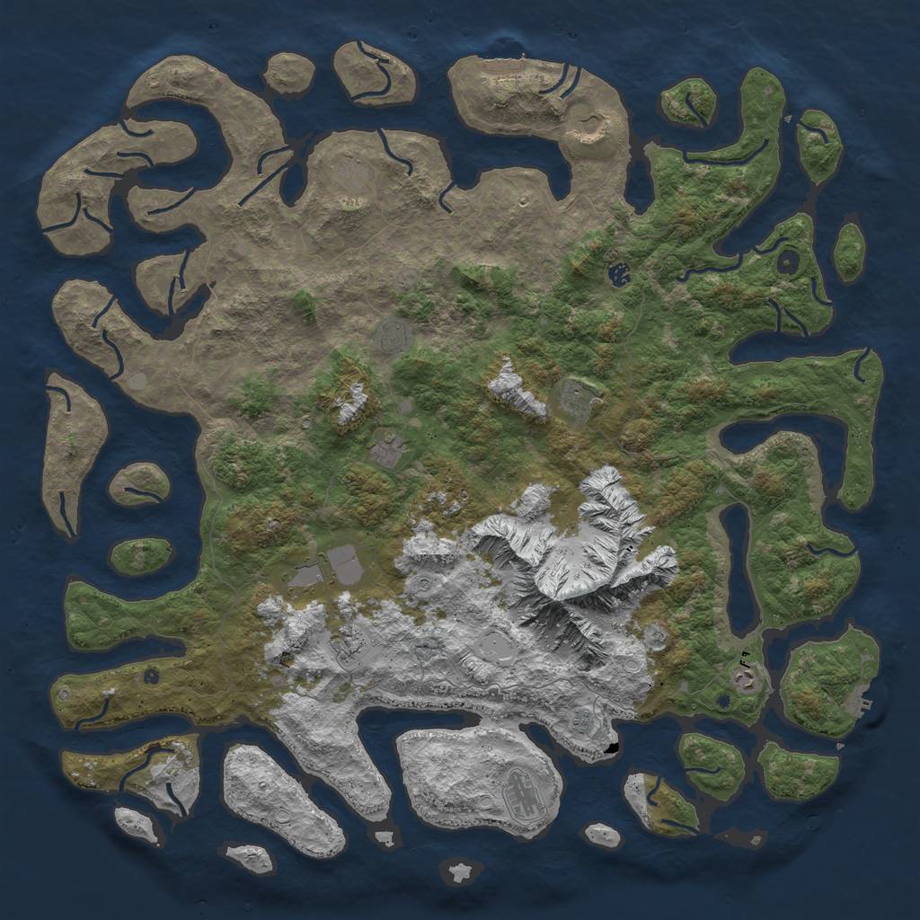 Rust Map: Procedural Map, Size: 6000, Seed: 881756, 19 Monuments