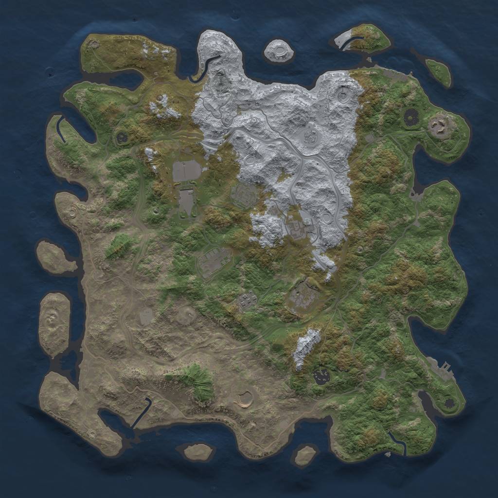 Rust Map: Procedural Map, Size: 4500, Seed: 712723641, 16 Monuments