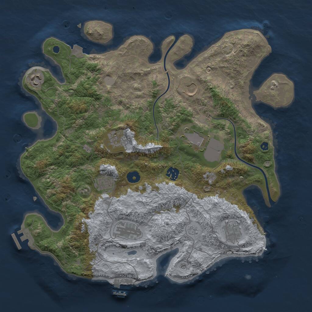 Rust Map: Procedural Map, Size: 3700, Seed: 629989530, 14 Monuments