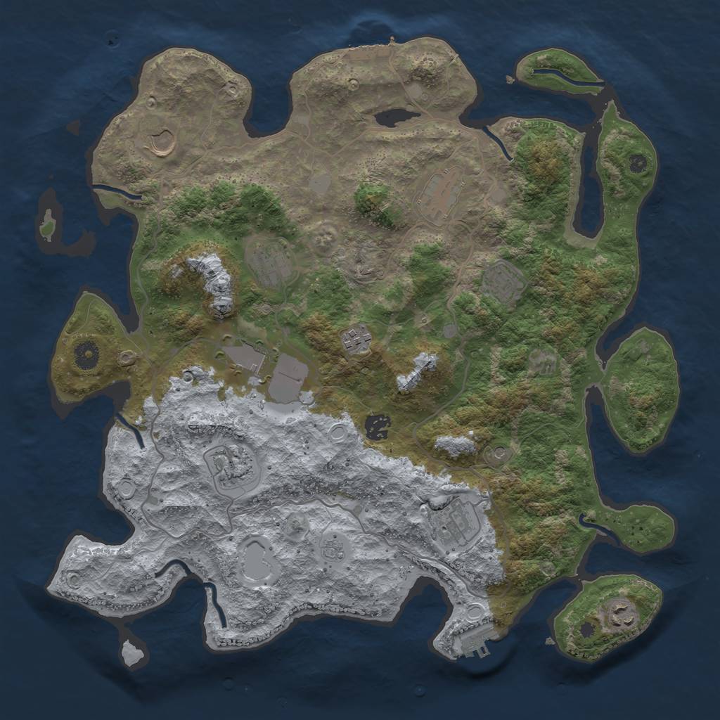 Rust Map: Procedural Map, Size: 4000, Seed: 110117116, 17 Monuments
