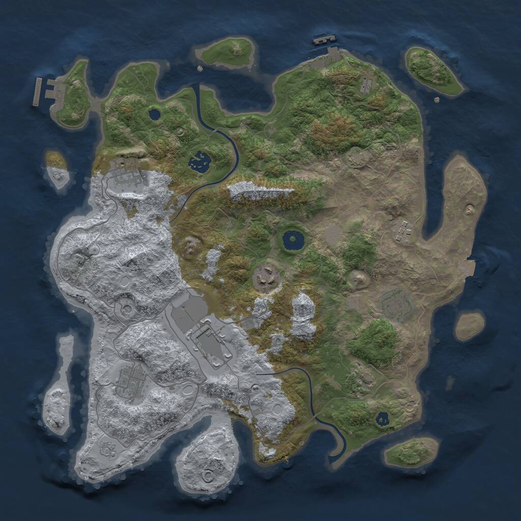 Rust Map: Procedural Map, Size: 3700, Seed: 1376290024, 14 Monuments