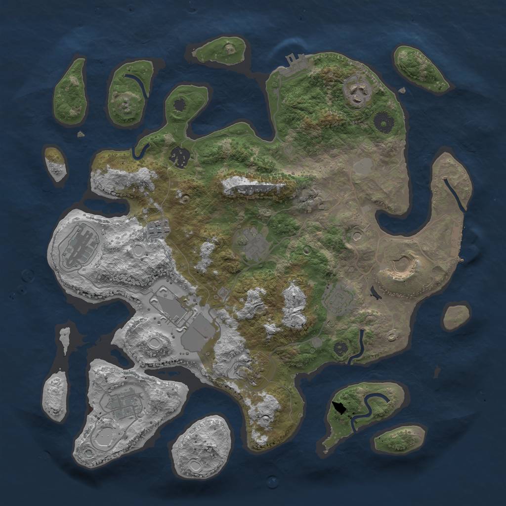 Rust Map: Procedural Map, Size: 3700, Seed: 1376290024, 18 Monuments