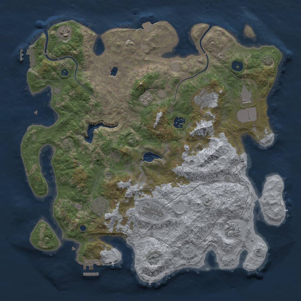 Rust Map: Procedural Map, Size: 4000, Seed: 505545663, 14 Monuments