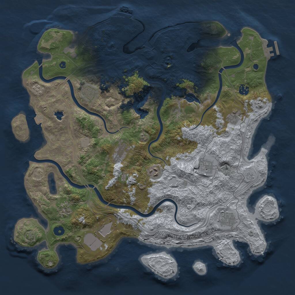Rust Map: Procedural Map, Size: 4250, Seed: 17858, 16 Monuments