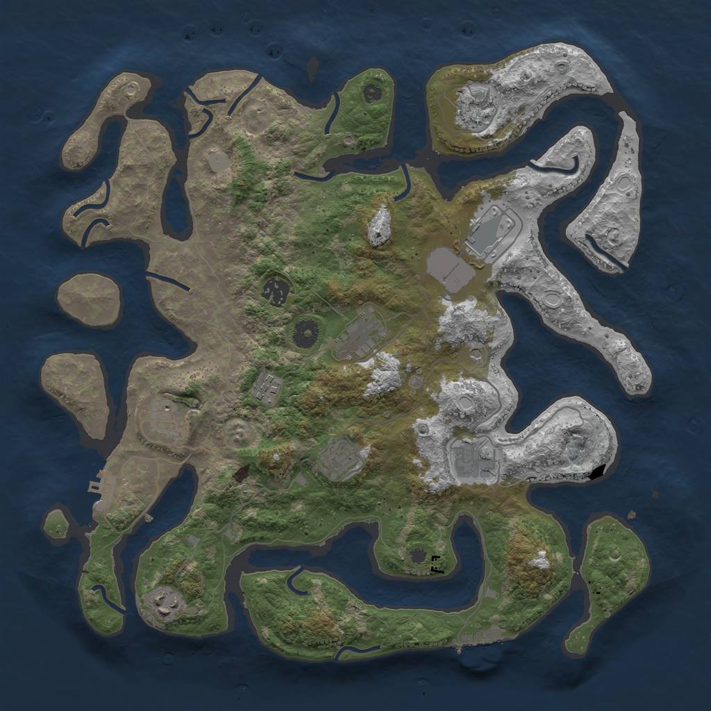 Rust Map: Procedural Map, Size: 3900, Seed: 753409, 17 Monuments