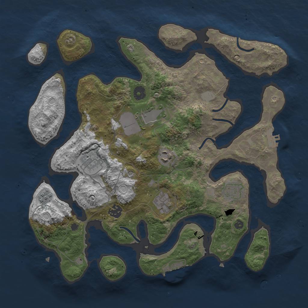 Rust Map: Procedural Map, Size: 3500, Seed: 305333, 15 Monuments