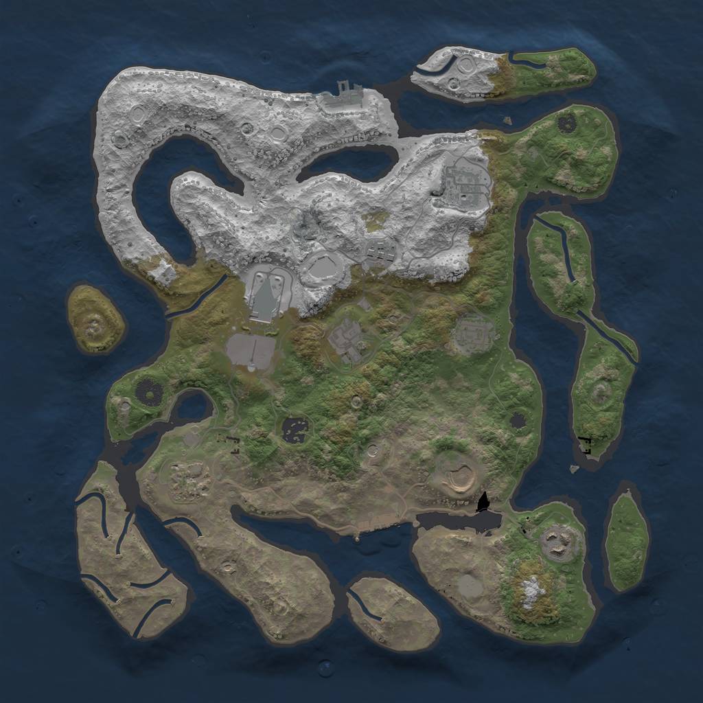 Rust Map: Procedural Map, Size: 3850, Seed: 1586023593, 17 Monuments